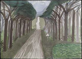 David Hockney  / 
Woldgate. Woods. 31 III 04., 2004 / 
watercolor on paper / 
Unframed: 29 1/2 x 41 1/2 in. (74.5 x 105.4 cm) Framed: 32 3/4 x 44 1/2 in. (83.2 x 113 cm) / 
Private collection