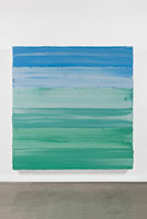 Jason Martin / 
Untitled (Mixed White/ Emerald Green/ Royal Blue Deep) I, 2018 / 
oil on aluminum / 
89 3/8 x 87 x 7 1/2 in. (227 x 221 x 19 cm)