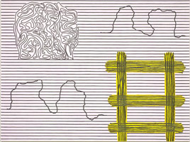 Jonathan Lasker / 
Brainiac in a Self-Regulating Environment, 1999 / 
oil on linen / 
60 x 80 in. (152.4 x 203.2 cm) / 
Private collection
