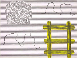 Jonathan Lasker / 
Brainiac in a Self-Regulating Environment, 1999 / 
oil on linen / 
60 x 80 in. (152.4 x 203.2 cm) / 
Private collection