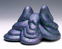 Lower Silurian, 2004 / 
acrylic on fired ceramic / 
4 1/2 x 5 1/2 x 8 in (11.4 x 13.9 x 20.3 cm) / 
Private collection
