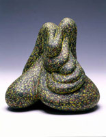Smacktang, 2004 / 
acrylic on fired ceramic / 
6 x 6 x 5 1/4 in (15.2 x 15.2 x 13.3 cm) / 
Private collection 