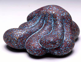  
Ken Price / 
Azul, 2004 / 
acrylic on fired ceramic / 
3 1/2 x 7 1/2 x 7 in (8.8 x 19 x 17.7 cm) / 
Private collection 