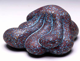  
Ken Price / 
Azul, 2004 / 
acrylic on fired ceramic / 
3 1/2 x 7 1/2 x 7 in (8.8 x 19 x 17.7 cm) / 
Private collection 