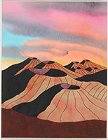 Ken Price / 
Blazing Mountain, 2004 / 
      watercolor on paper / 
      8 3/4 x 6 in. (22.2 x 15.2 cm) / 
      Private collection