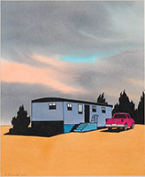 Ken Price / 
Home Sweet Home, 2005 / 
      watercolor on paper / 
      9 1/2 x 7 3/4 in. (24 x 19.7 cm) / 
      Private collection