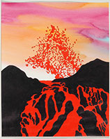 Ken Price / 
Volcanic Fire, 2004  / 
      watercolor on paper  / 
      10 1/2 x 8 1/2 in. (26.7 x 21.6 cm) / 
      Private collection