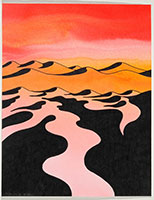 Ken Price / 
Hot Desert, 2005 / 
      watercolor on paper / 
      9 x 7 in. (22.9 x 17.8 cm)  / 
      Private collection