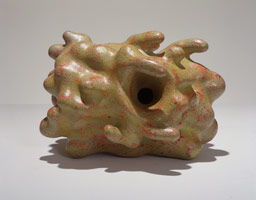 Ken Price / 
Bogo Stuff, 1995 / 
acrylic on fired ceramic  / 
8 1/2 x 12 1/2 x 9 in (21.6 x 31.8 x 22.9 cm) / 
 Private collection 