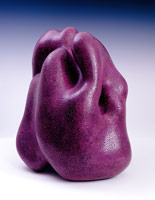 Dirty Violet, 1997 / 
acrylic on fired ceramic / 
21 1/2 x 20 x 14 in (54.6 x 50.8 x 35.6 cm) / 
Private collection