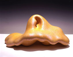 Ken Price / 
Echo, 1997 / 
acrylic on fired ceramic / 
12 x 26 1/2 x 17 3/4 in (317.5 x 67.3 x 45.1 cm) / 
Private collection 