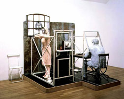 Edward & Nancy Reddin Kienholz / 
Bout Round Eleven, 1982 / 
      mixed media assemblage / 
      97 x 92 in. (246.4 x 233.7 cm) / 
      (base)/90 in. (228.6 cm) (tall)