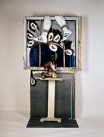 Edward & Nancy Reddin Kienholz / 
Fast Walking Through Sparrows, 1988 / 
mixed media assemblage / 
75 x 43 1/4 x 20 1/2 in. (190.5 x 109.8 x 52 cm)