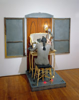 Edward & Nancy Reddin Kienholz / 
The Grey Window Becoming, 1973-1984 / 
mixed media assemblage / 
80 x 88 x 40 in. (203.2 x 223.5 x 101.6 cm) 