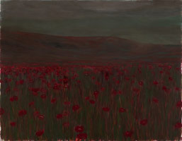 Enrique Martínez Celaya / 
The Wind Over the Poppy Field, 2008 / 
oil and wax on canvas / 
92 x 118 in. (233.7 x 299.7 cm) / 
Private collection 