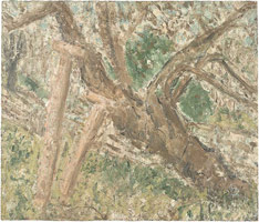 Leon Kossoff / 
Cherry Tree, Spring, 2003
oil on board
48 x 55 7/8 in. (122 x 142 cm)
Private collection 