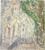 Leon Kossoff / 
Christchurch, 2000 / 
oil on board / 
64 x 48 in. (162.5 x 122 cm) / 
Private collection 