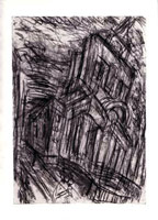 Leon Kossoff / Christchurch, Spitalfields No. 2, 1992 / 
charcoal and pastel on paper / 
39 1/4 x 27 1/2 in (99.7 x 69.9 cm) / 
Private collection