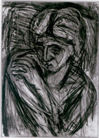 Leon Kossoff / Fidelma, 1987 / 
charcoal and pastel on paper / 
44 1/2 x 33 in (113 x 83.8 cm)(fr.) / 
Private collection