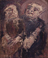 Leon Kossoff / 
Two Seated Figures, 1962 / 
      oil on board / 
      72 x 60 in. (183 x 152.4 cm) / 
      Private collection