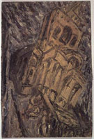 Leon Kossoff / 
Christchurch, Winter Evening, 1992 / 
      oil on board / 
      56 x 37 in. (142.5 x 94 cm) / 
      Private collection