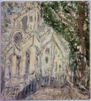 Leon Kossoff / 
Christchurch, 2000 / 
oil on board / 
64 x 48 in. (162.5 x 122 cm) / 
Private collection 