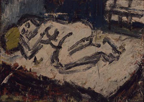 Leon Kossoff / 
Nude (Autumn Morning), 1971 / 
      oil on board / 
      31.8 x 43.7 in. (81 x 111 cm) / 
      Private collection