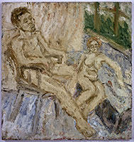 Leon Kossoff / 
Summer in the Studio, Pilar and Jacinto No.3, 1997 / 
      oil on board / 
      56 x 53 in. (142.6 x 135.1 cm) / 
      Private collection