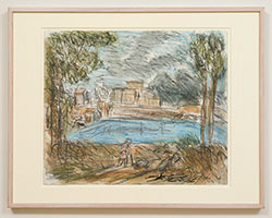 Leon Kossoff / 
Landscape with a Calm No. 1, 1999 / 
compressed charcoal, pastel, and felt tip pen on paper / 
22 1/8 x 30 in. (56.2 x 76.2 cm) / 
Inv# LK99-31