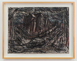 Leon Kossoff / 
School Building Willesden No. 1, 1979 / 
charcoal and pastel on paper / 
30 1/2 x 39 3/4 in. (77.5 x 101 cm) / 
Inv# LK22-001