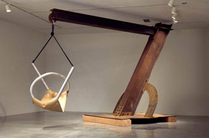 Mark di Suvero / 
Luck's Prime, 2008 / 
steel, rope, aluminum, rubber, wood / 
162 x 232 x 87 x (411.5 x 589.3 x 221 cm)