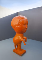 Matt Wedel / 
Figure, 2011 / 
ceramic / 
Overall: 83 x 39 x 42 in. (210.8 x 99.1 x 106.7 cm) 
Legs: 43 x 39 x 18 in. (109.2 x 99.1 x 45.7 cm) 
Head: 40 x 42 x 36 in. (101.6 x 106.7 x 91.4 cm)  / 
(Inv# MW12-22) / 
Private collection