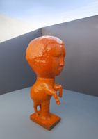 Matt Wedel / 
Figure, 2011 / 
ceramic / 
Overall: 83 x 39 x 42 in. (210.8 x 99.1 x 106.7 cm) 
Legs: 43 x 39 x 18 in. (109.2 x 99.1 x 45.7 cm) 
Head: 40 x 42 x 36 in. (101.6 x 106.7 x 91.4 cm)  / 
(Inv# MW12-22) / 
Private collection