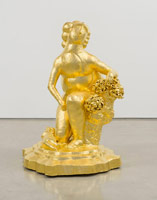 Matt Wedel / 
Figure with child (MW15-27), 2015 / 
ceramic, gold leaf / 
53 1/2 x 36 x 39 1/2 in. (135.9 x 91.4 x 100.3 cm)