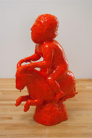 Matt Wedel / 
goat boy, 2010  / 
fired clay and glaze  / 
42 x 25 x 14 in. (106.7 x 63.5 x 35.6 cm) / 
Private collection