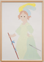 Matt Wedel / 
girl with stick, 2009  / 
gouache on paper  / 
44 x 30 in. (111.8 x 76.2 cm) / 
Private collection 