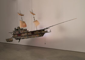 Michael C. McMillen / 
The Pequod II, 1987 / 
wood & metal kinetic sculpture / 
96 x 77 x 206 in. (243.8 x 195.6 x 523.2 cm)
