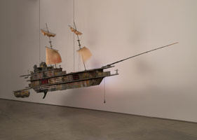 Michael C. McMillen / 
The Pequod II, 1987 / 
wood & metal kinetic sculpture / 
96 x 77 x 206 in. (243.8 x 195.6 x 523.2 cm)