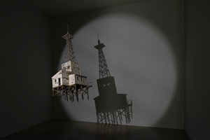 Michael C. McMillen / 
Transmitter, 2014 / 
painted wood, metal construction, motor, electronic beacon / 
60.5 x 17 x 22 in. (153.7 x 43.2 x 55.9 cm)
