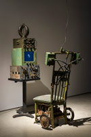 Michael C. McMillen / 
Receiver, 2014-2016 / 
mixed media constructions: reengineered chair, vintage military electronics, 'Tides' (03:10) / 
dimensions variable
