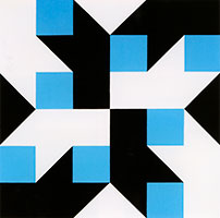 Frederick Hammersley / 
Out of the Blue (#7), 1994 / 
oil on linen / 
45 × 45 in (114.3 x 114.3 cm) / 
The Hugon Collection.