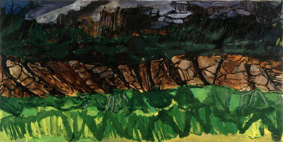 Per Kirkeby / 
Untitled (PK05 1), 2003 / 
oil on canvas / 
78 3/4 x 147 1/2 in (200 x 400 cm) / 
Private collection          