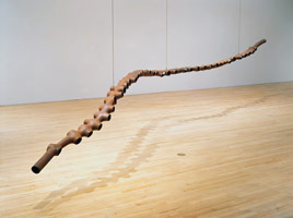 Peter Shelton / 
mouthheader, 1987 - 91 / 
cast steel / 
8 x 283 x 10 1/2 in (20.3 x 718.8 x 26.7 cm)