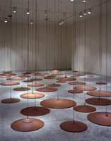 Peter Shelton / 
sixtyslippers, 1997 / 
cast iron / 
60 discs of variable dimensions