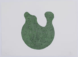 Richard Deacon / 
Green And Black Dog Days, 2012 / 
Screen print on gampi paper, embedded in STPI handmade paper / 
40 7/8 x 56 3/4 in. (103.8 x 144.1 cm) Edition 1 of 1