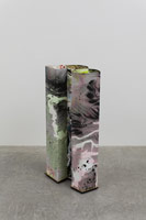 Richard Deacon / 
Housing 10, 2012 / 
Marbling on folded STPI handmade paper, constructed with magnet button / 
60 1/4 x 32 x 19 1/4 in. (153 x 81.3 x 48.9 cm) 