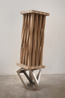 Richard Deacon / 
Like A Baby, 2009 / 
      wood and stainless steel / 
      63 x 27 1/2 x 19 3/4 in (160 x 70 x 50 cm)