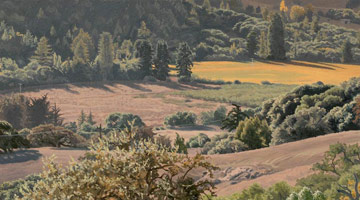 Valley View: Early Fall, 2005 / 
      oil on polyester / 
      4 x 7 1/8 in. (10.2 x 18.1 cm) / 
      Private collection