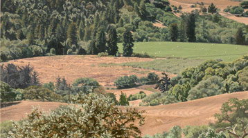 Valley View: Late Summer, 2005 / 
      oil on polyester / 
      4 x 7 1/8 in. (10.2 x 18.1 cm) / 
      Private collection 