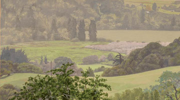 Valley View: Light Spring Rain, 2005 / 
      oil on polyester / 
      4 x 7 1/8 in. (10.2 x 18.1 cm) / 
      Private collection 